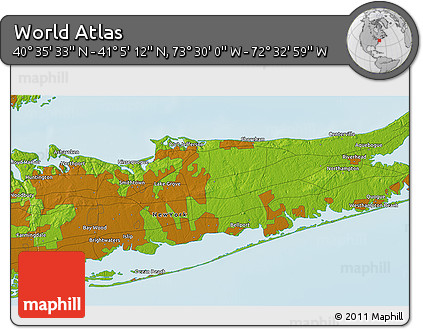 Physical 3D Map of the Area around 40° 50' 23" N, 73° 1' 30" W