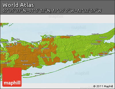 Physical 3D Map of the Area around 40° 50' 23" N, 73° 1' 30" W