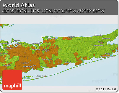 Physical 3D Map of the Area around 40° 50' 23" N, 73° 1' 30" W
