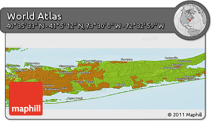 Physical Panoramic Map of the Area around 40° 50' 23" N, 73° 1' 30" W