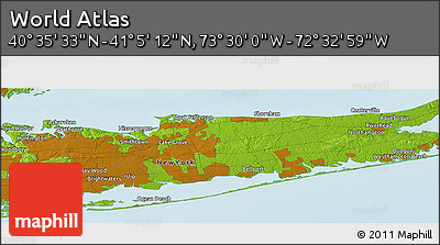 Physical Panoramic Map of the Area around 40° 50' 23" N, 73° 1' 30" W