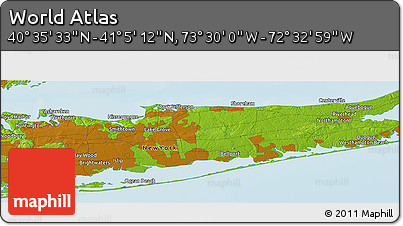 Physical Panoramic Map of the Area around 40° 50' 23" N, 73° 1' 30" W