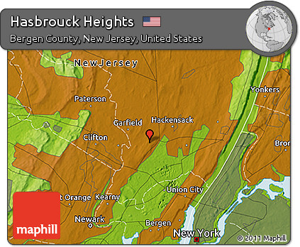 Physical 3D Map of Hasbrouck Heights