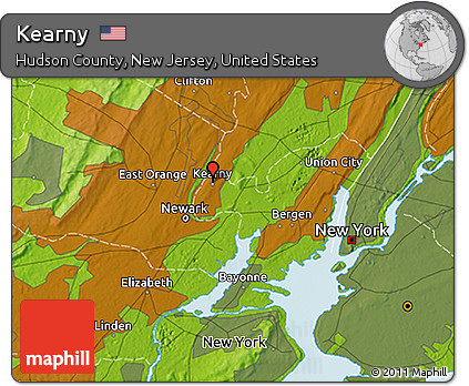 Physical 3D Map of Kearny
