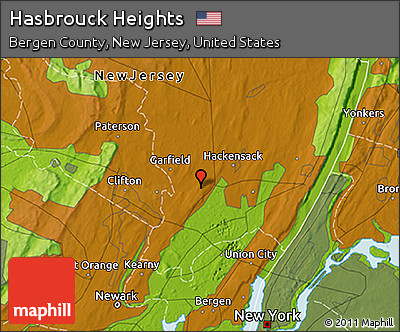Physical 3D Map of Hasbrouck Heights