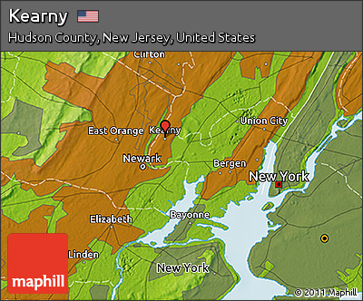 Physical 3D Map of Kearny