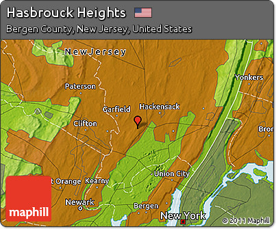 Physical 3D Map of Hasbrouck Heights