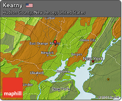 Physical 3D Map of Kearny