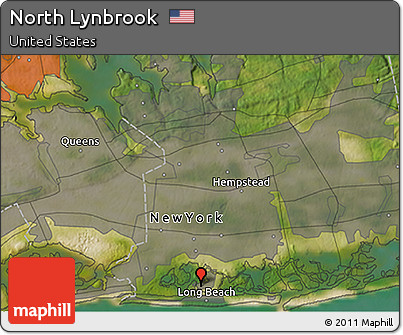 Satellite 3D Map of North Lynbrook