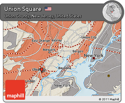 Shaded Relief 3D Map of Union Square