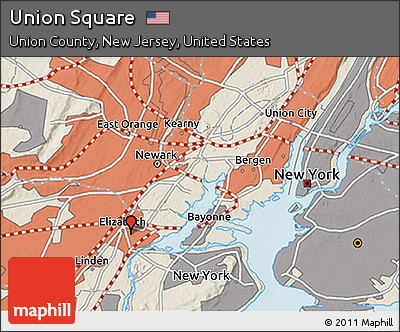Shaded Relief 3D Map of Union Square