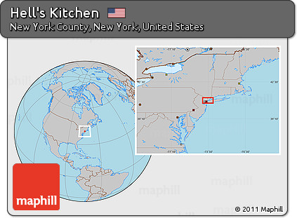 Gray Location Map of Hell's Kitchen