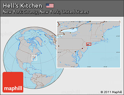 Gray Location Map of Hell's Kitchen