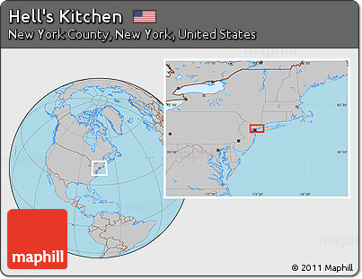 Gray Location Map of Hell's Kitchen