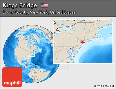 Shaded Relief Location Map of Kings Bridge