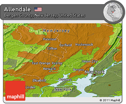Physical Panoramic Map of Allendale