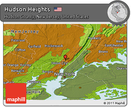 Physical Panoramic Map of Hudson Heights