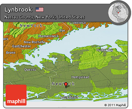 Physical Panoramic Map of Lynbrook