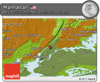 Physical Panoramic Map of Manhattan