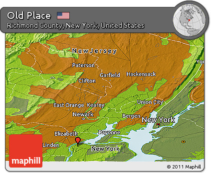 Physical Panoramic Map of Old Place