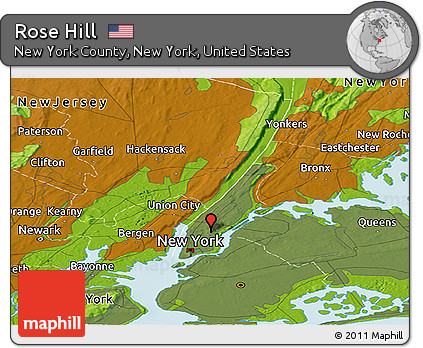 Physical Panoramic Map of Rose Hill