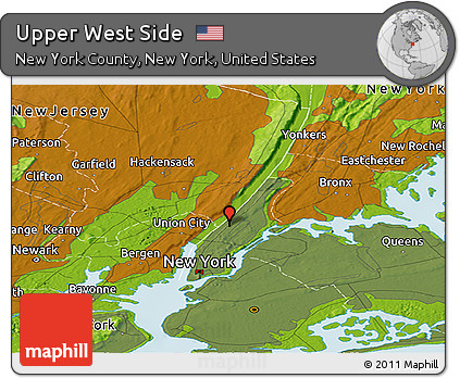 Physical Panoramic Map of Upper West Side
