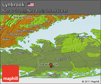 Physical Panoramic Map of Lynbrook