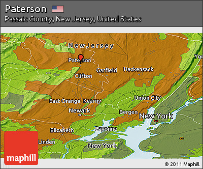Physical Panoramic Map of Paterson