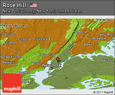 Physical Panoramic Map of Rose Hill