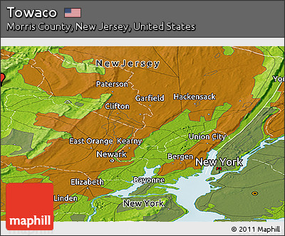 Physical Panoramic Map of Towaco