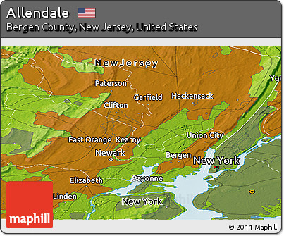 Physical Panoramic Map of Allendale