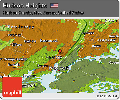 Physical Panoramic Map of Hudson Heights