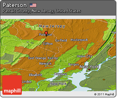 Physical Panoramic Map of Paterson
