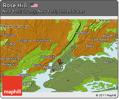 Physical Panoramic Map of Rose Hill