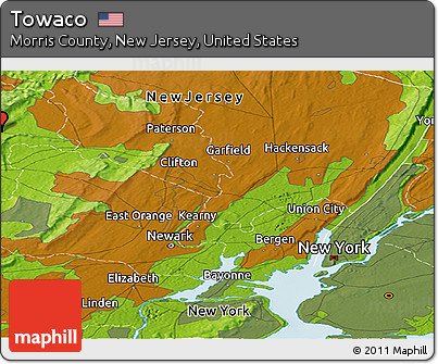 Physical Panoramic Map of Towaco