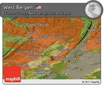 Satellite Panoramic Map of West Bergen