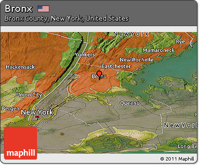 Satellite Panoramic Map of Bronx
