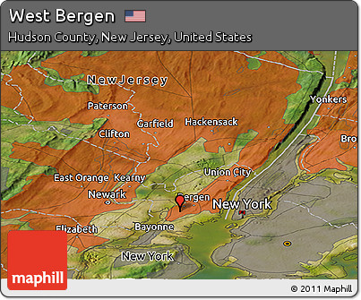 Satellite Panoramic Map of West Bergen