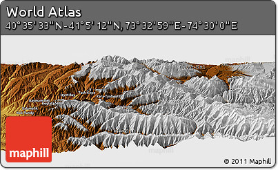 Physical Panoramic Map of the Area around 40° 50' 23" N, 74° 1' 30" E