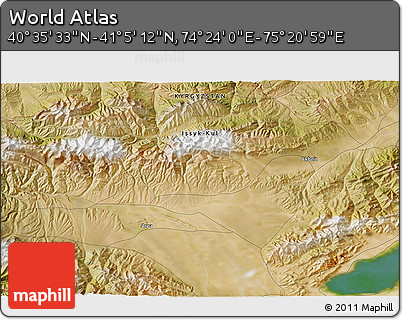 Satellite 3D Map of the Area around 40° 50' 23" N, 74° 52' 30" E