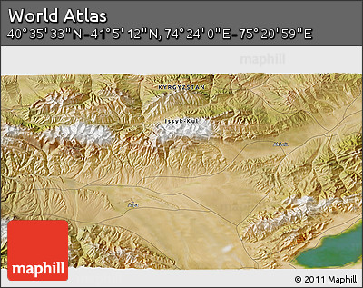 Satellite 3D Map of the Area around 40° 50' 23" N, 74° 52' 30" E