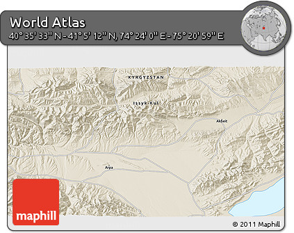 Shaded Relief 3D Map of the Area around 40° 50' 23" N, 74° 52' 30" E