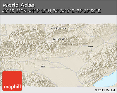 Shaded Relief 3D Map of the Area around 40° 50' 23" N, 74° 52' 30" E