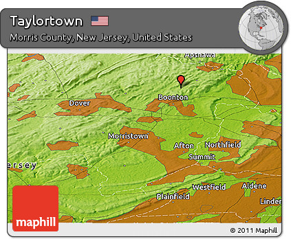 Physical Panoramic Map of Taylortown
