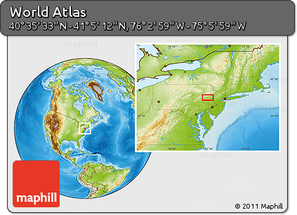 Physical Location Map of the Area around 40° 50' 23" N, 75° 34' 29" W