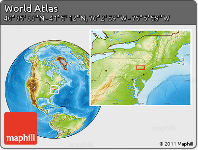 Physical Location Map of the Area around 40° 50' 23" N, 75° 34' 29" W