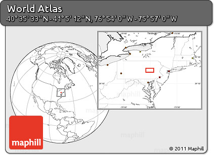 Blank Location Map of the Area around 40° 50' 23" N, 76° 25' 30" W