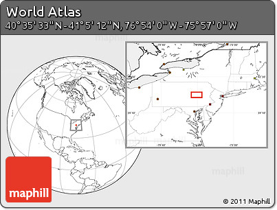 Blank Location Map of the Area around 40° 50' 23" N, 76° 25' 30" W