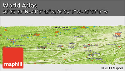 Physical Panoramic Map of the Area around 40° 50' 23" N, 76° 25' 30" W