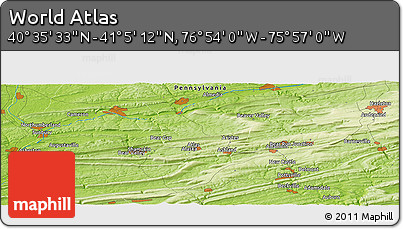 Physical Panoramic Map of the Area around 40° 50' 23" N, 76° 25' 30" W